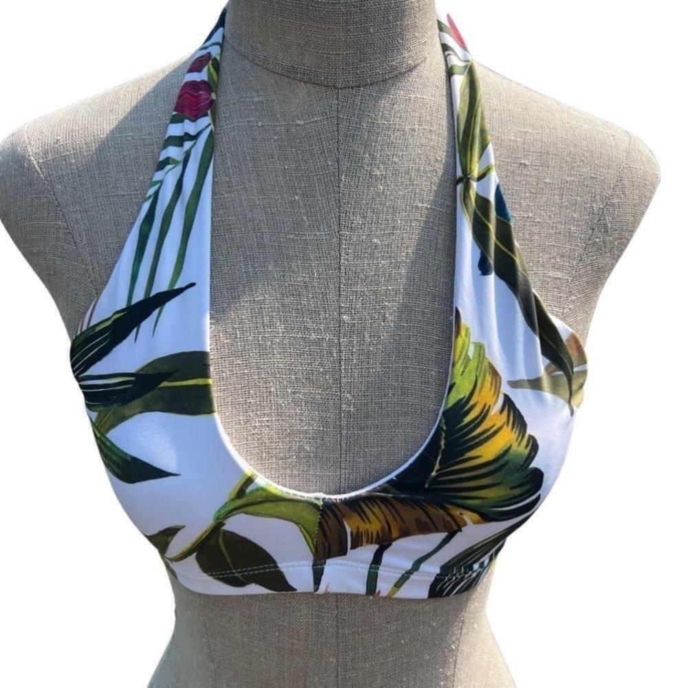 Vitamin A Tropical Print Halter Bikini Top Size Medium New